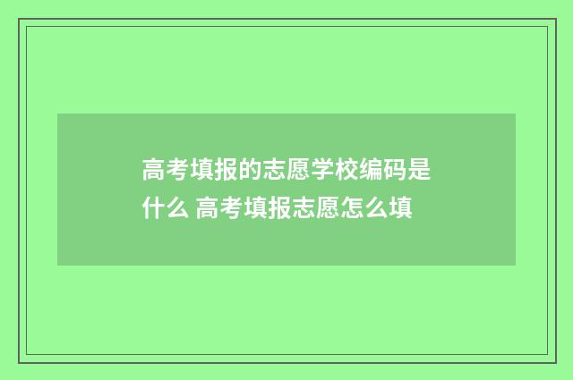 高考填报的志愿学校编码是什么 高考填报志愿怎么填