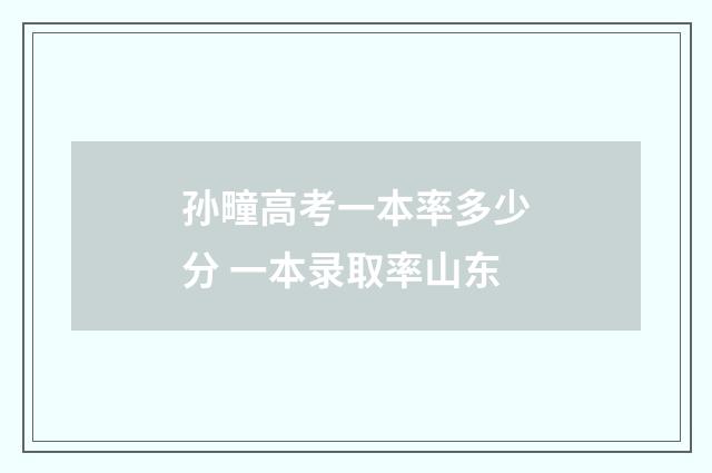孙疃高考一本率多少分 一本录取率山东