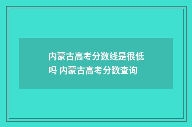 内蒙古高考分数线是很低吗 内蒙古高考分数查询