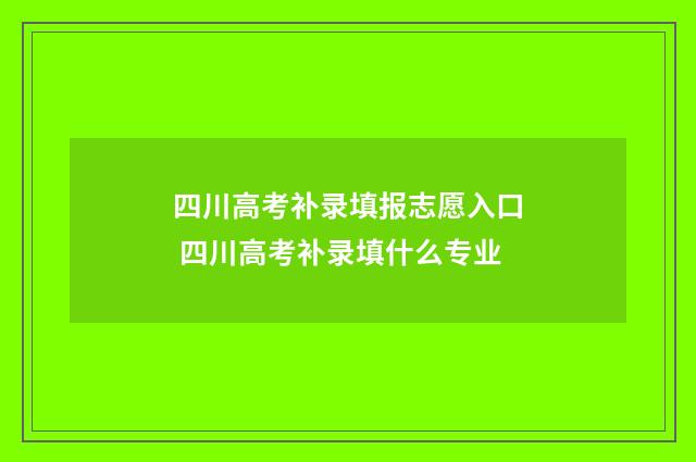四川高考补录填报志愿入口 四川高考补录填什么专业
