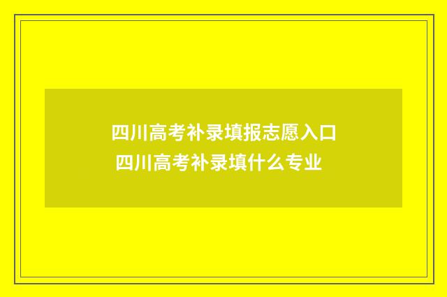 四川高考补录填报志愿入口 四川高考补录填什么专业