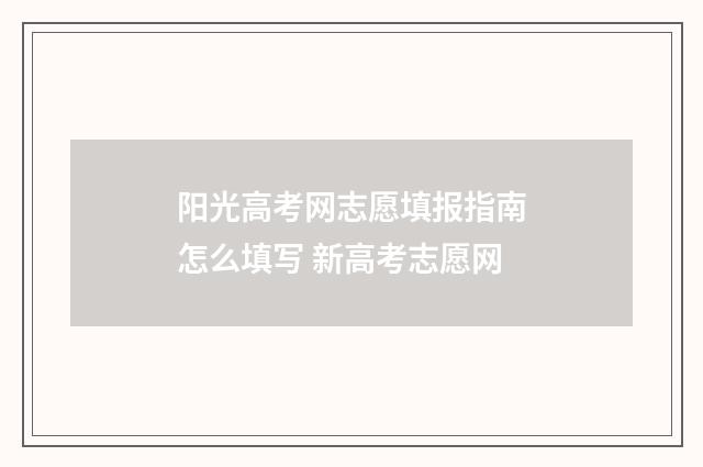 阳光高考网志愿填报指南怎么填写 新高考志愿网