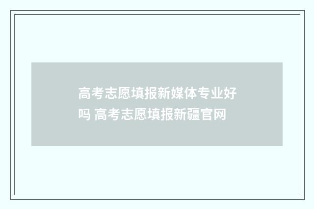 高考志愿填报新媒体专业好吗 高考志愿填报新疆官网