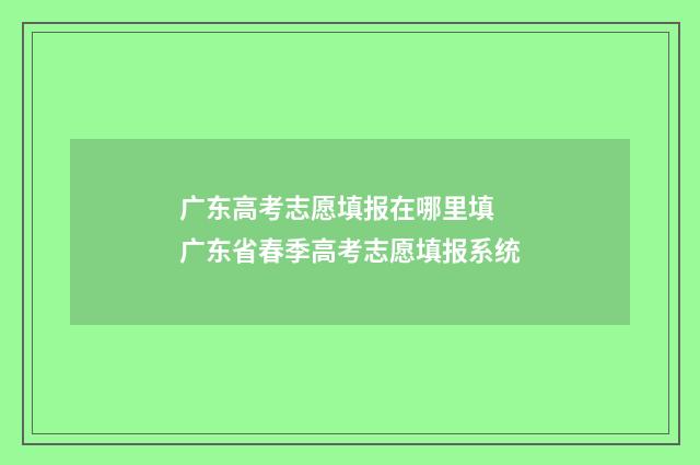 广东高考志愿填报在哪里填 广东省春季高考志愿填报系统