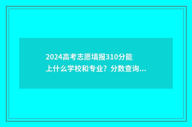 2024高考志愿填报310分能上什么学校和专业？分数查询 入口时间及模拟填报 2024年高考报志愿指南