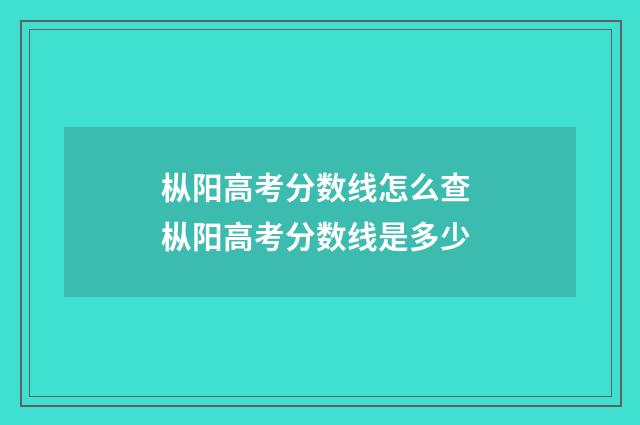 枞阳高考分数线怎么查 枞阳高考分数线是多少