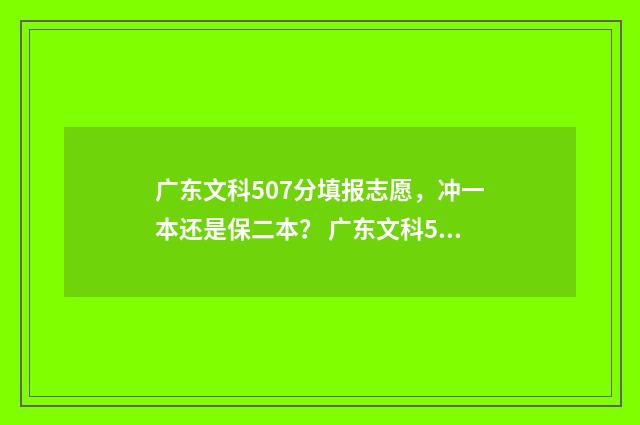 广东文科507分填报志愿，冲一本还是保二本？ 广东文科530分