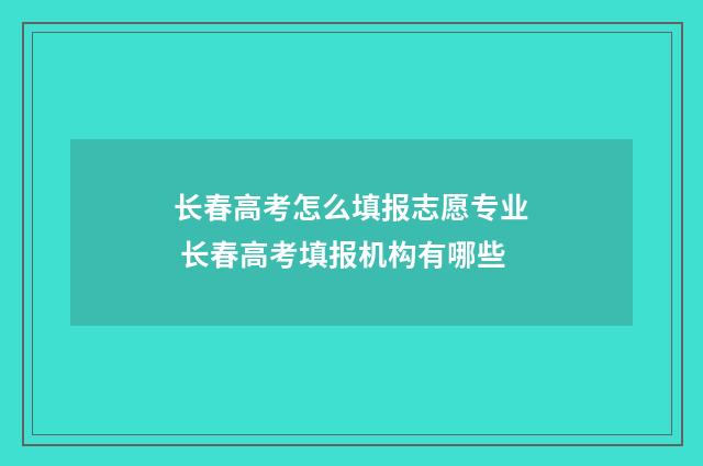 长春高考怎么填报志愿专业 长春高考填报机构有哪些