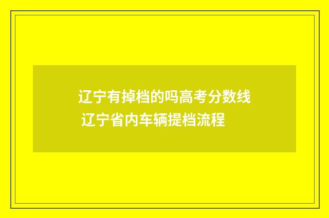 辽宁有掉档的吗高考分数线 辽宁省内车辆提档流程