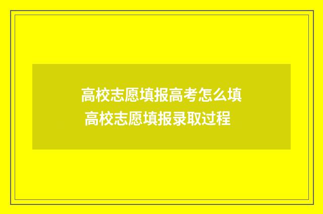 高校志愿填报高考怎么填 高校志愿填报录取过程