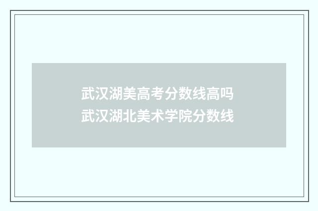 武汉湖美高考分数线高吗 武汉湖北美术学院分数线