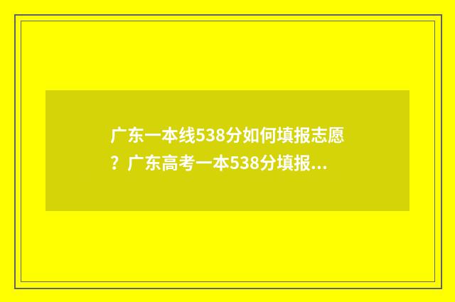 广东一本线538分如何填报志愿？广东高考一本538分填报志愿指南 广东1本线