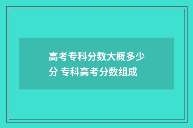 高考专科分数大概多少分 专科高考分数组成