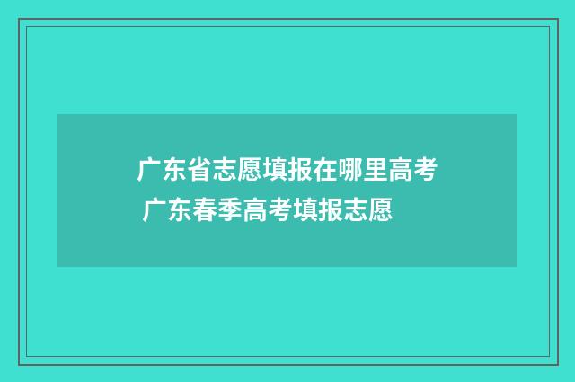 广东省志愿填报在哪里高考 广东春季高考填报志愿