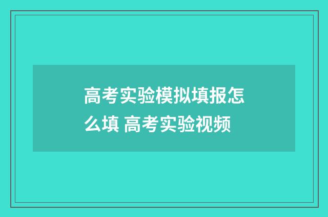 高考实验模拟填报怎么填 高考实验视频