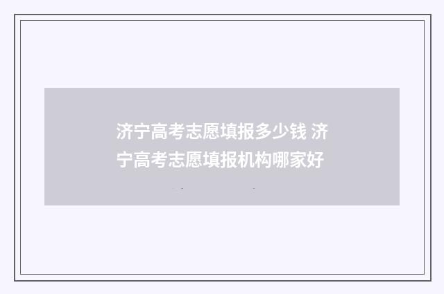 济宁高考志愿填报多少钱 济宁高考志愿填报机构哪家好