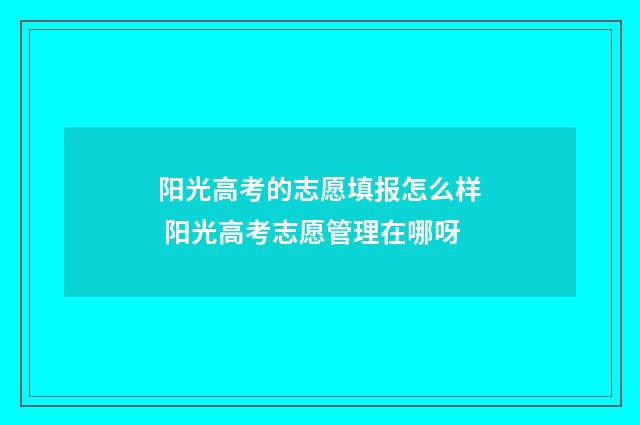 阳光高考的志愿填报怎么样 阳光高考志愿管理在哪呀