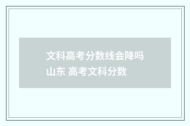 文科高考分数线会降吗山东 高考文科分数