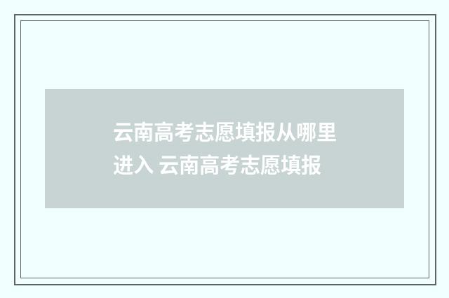 云南高考志愿填报从哪里进入 云南高考志愿填报