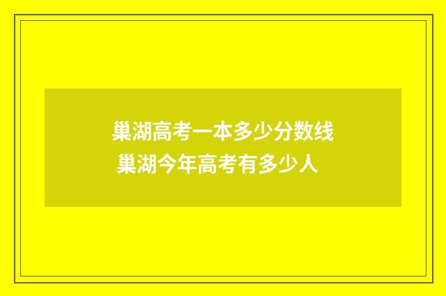 巢湖高考一本多少分数线 巢湖今年高考有多少人