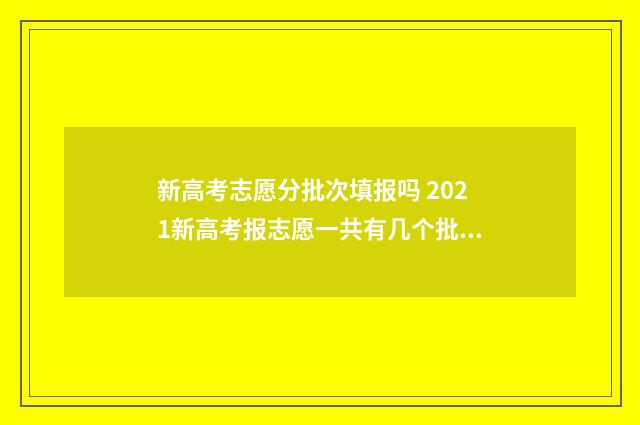 新高考志愿分批次填报吗 2021新高考报志愿一共有几个批次