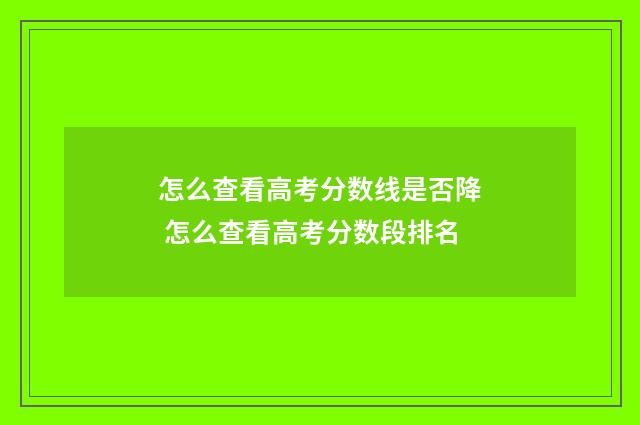 怎么查看高考分数线是否降 怎么查看高考分数段排名