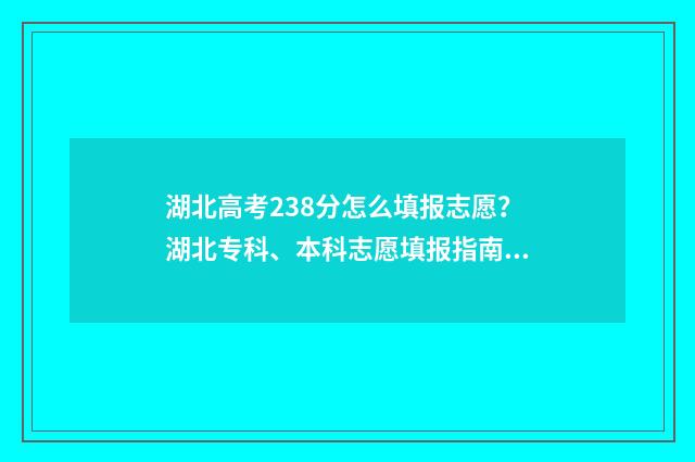 湖北高考238分怎么填报志愿？湖北专科、本科志愿填报指南 湖北高考583分