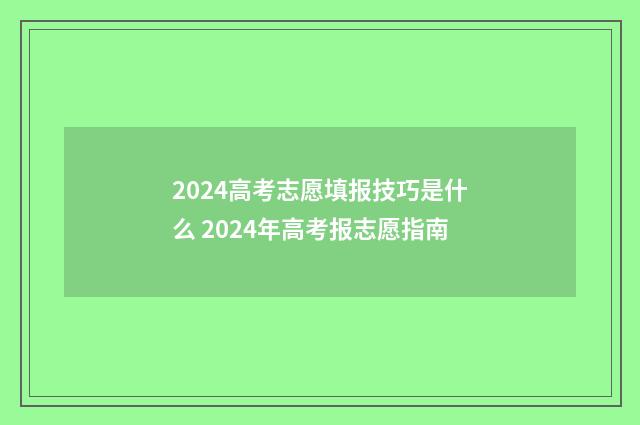 2024高考志愿填报技巧是什么 2024年高考报志愿指南