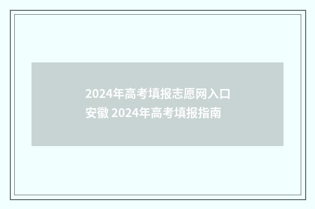 2024年高考填报志愿网入口安徽 2024年高考填报指南