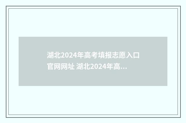 湖北2024年高考填报志愿入口官网网址 湖北2024年高考人数