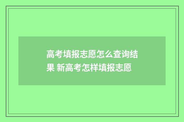 高考填报志愿怎么查询结果 新高考怎样填报志愿