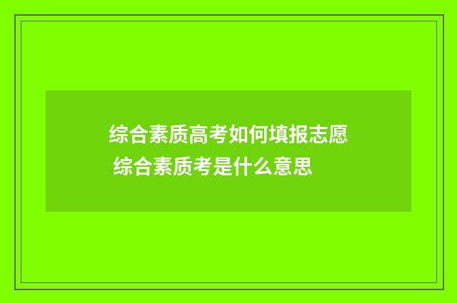 综合素质高考如何填报志愿 综合素质考是什么意思