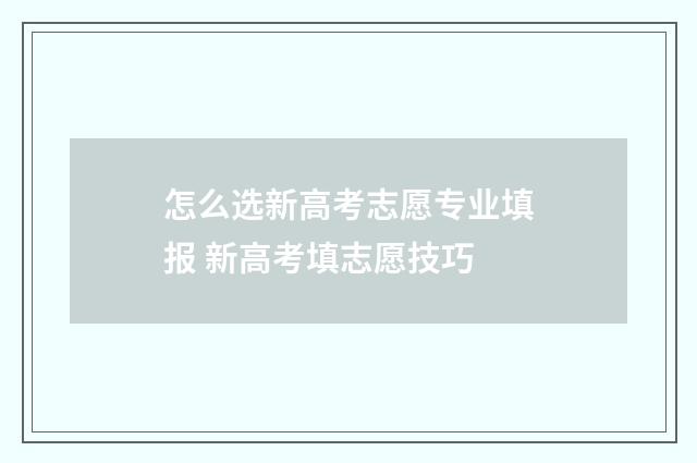 怎么选新高考志愿专业填报 新高考填志愿技巧