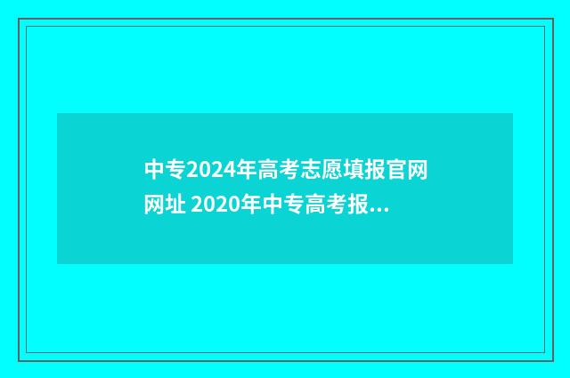 中专2024年高考志愿填报官网网址 2020年中专高考报名时间
