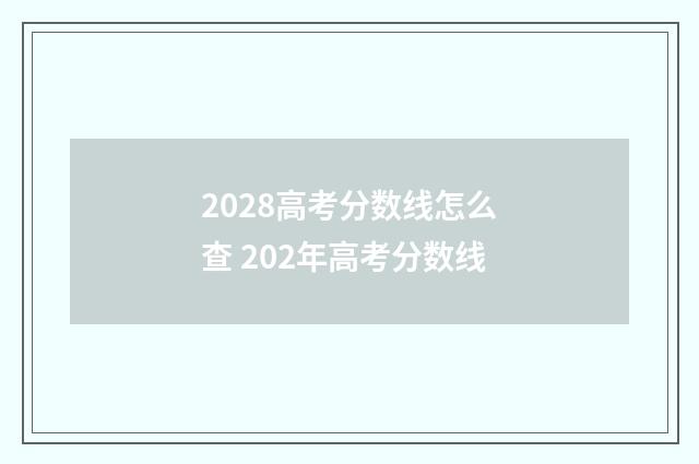 2028高考分数线怎么查 202年高考分数线