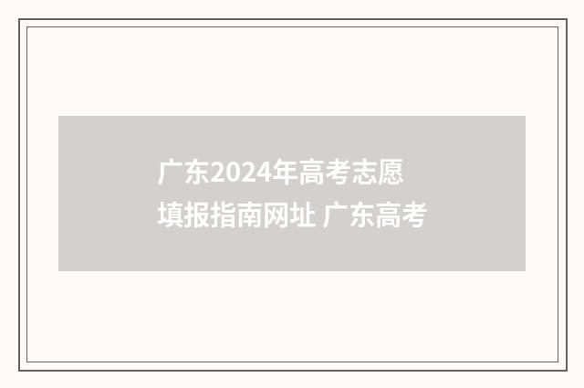 广东2024年高考志愿填报指南网址 广东高考