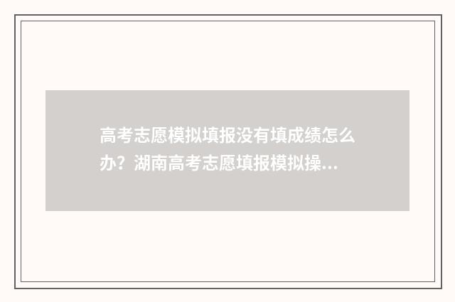 高考志愿模拟填报没有填成绩怎么办？湖南高考志愿填报模拟操作指南 高考志愿模拟填报表样本