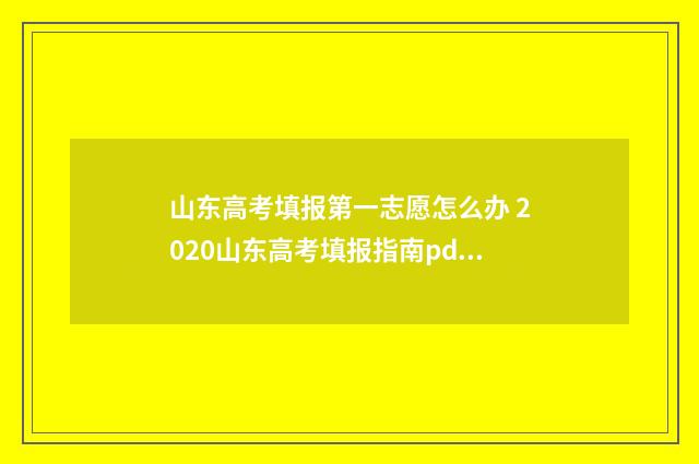 山东高考填报第一志愿怎么办 2020山东高考填报指南pdf