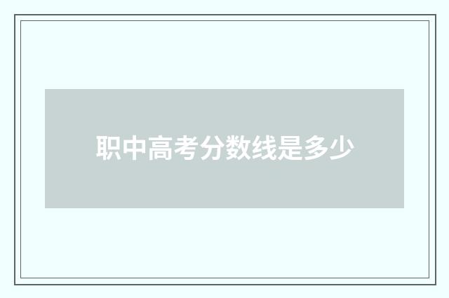 职中高考分数线是多少