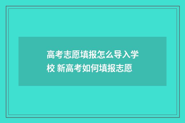 高考志愿填报怎么导入学校 新高考如何填报志愿