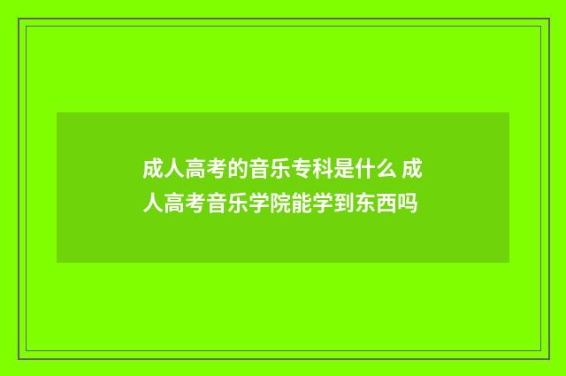 成人高考的音乐专科是什么 成人高考音乐学院能学到东西吗