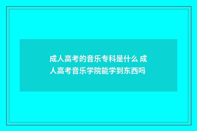成人高考的音乐专科是什么 成人高考音乐学院能学到东西吗