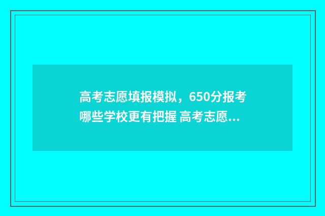 高考志愿填报模拟，650分报考哪些学校更有把握 高考志愿填报模拟表