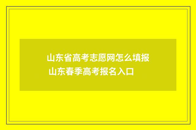 山东省高考志愿网怎么填报 山东春季高考报名入口