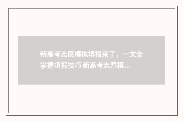 新高考志愿模拟填报来了，一文全掌握填报技巧 新高考志愿模拟填报表电子版怎么弄