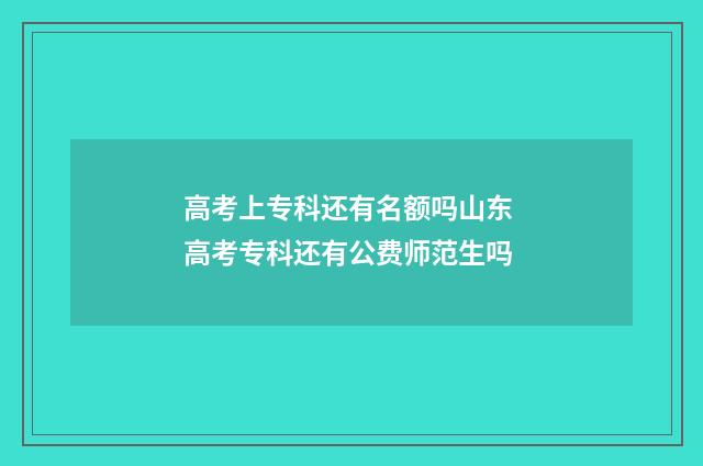 高考上专科还有名额吗山东 高考专科还有公费师范生吗