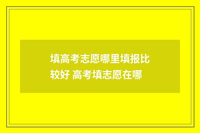 填高考志愿哪里填报比较好 高考填志愿在哪