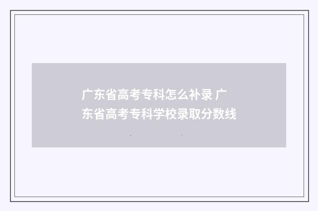 广东省高考专科怎么补录 广东省高考专科学校录取分数线