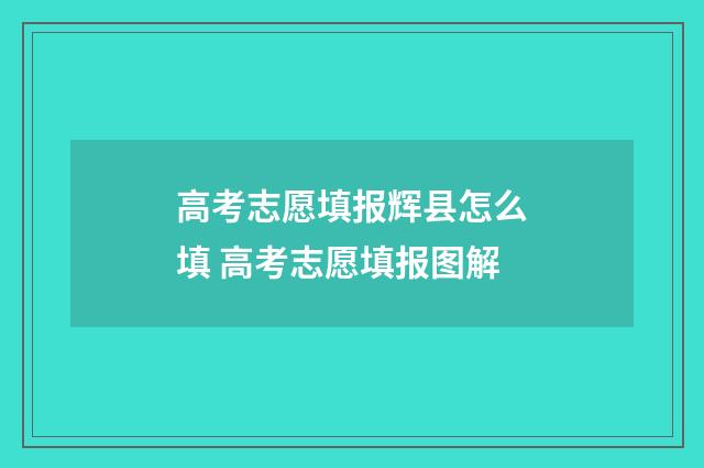 高考志愿填报辉县怎么填 高考志愿填报图解