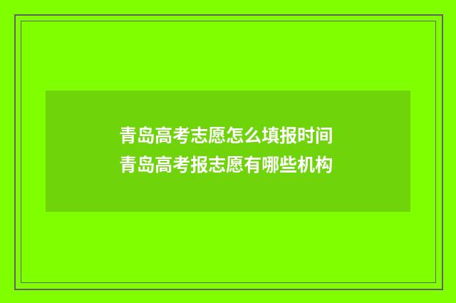 青岛高考志愿怎么填报时间 青岛高考报志愿有哪些机构